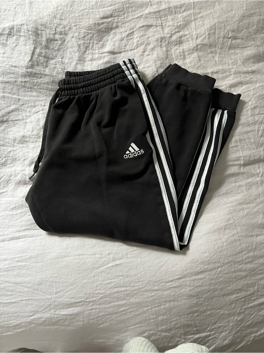 adidas Black Three-Stripe Jogger Pants